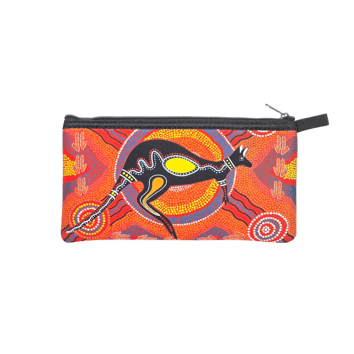 Orange Kangaroo Aboriginal Pencil Case - Allanson Souvenirs