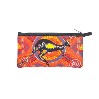 Orange Kangaroo Aboriginal Pencil Case - Allanson Souvenirs