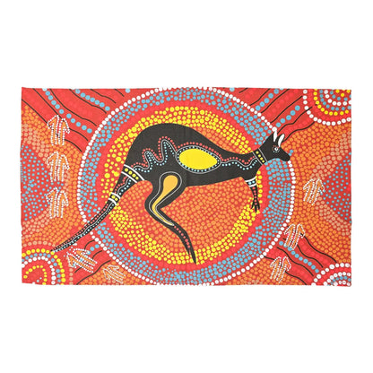 Orange Kangaroo Dot Art Tea Towel - Allanson Souvenirs