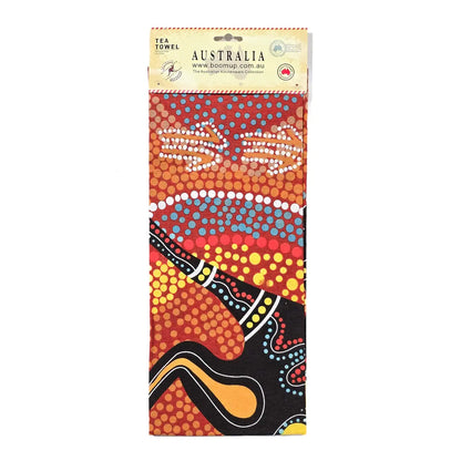 Orange Kangaroo Dot Art Tea Towel - Allanson Souvenirs