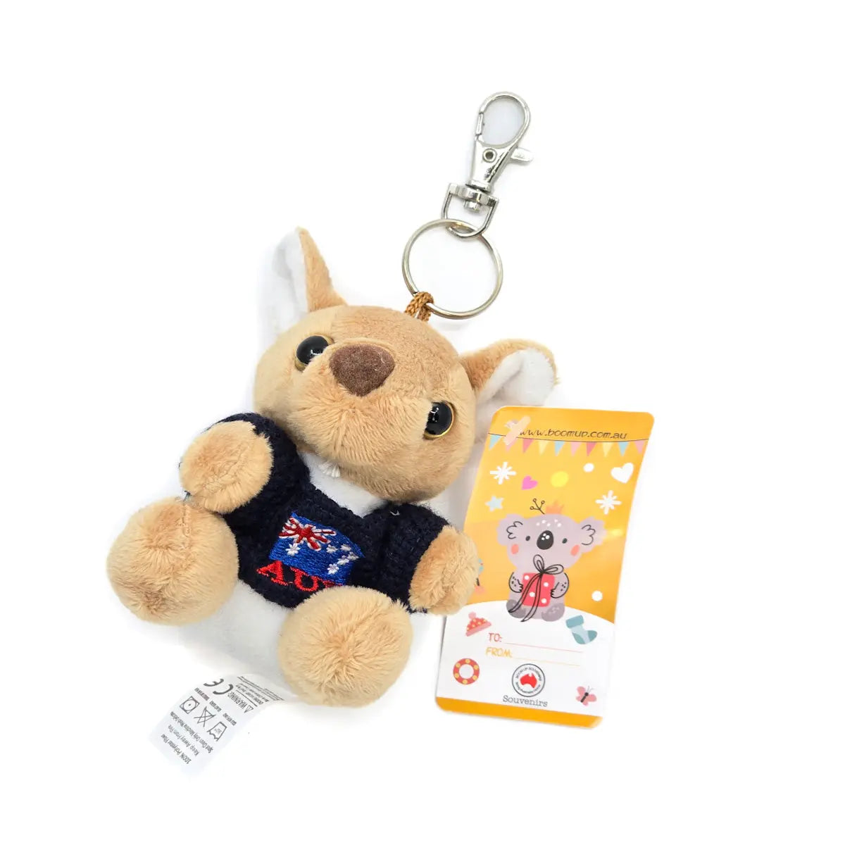 Plush Kangaroo Blue Sweater Keyring -Allanson Souvenirs