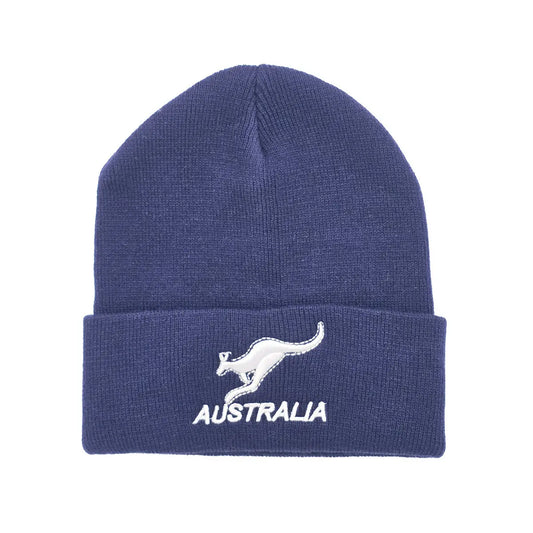 Silver Kangaroo Navy Beanie - Allanson Souvenirs