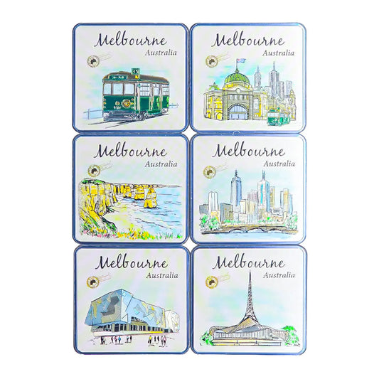 Silver Melbourne Landmarks Coaster Set - Allanson Souvenirs
