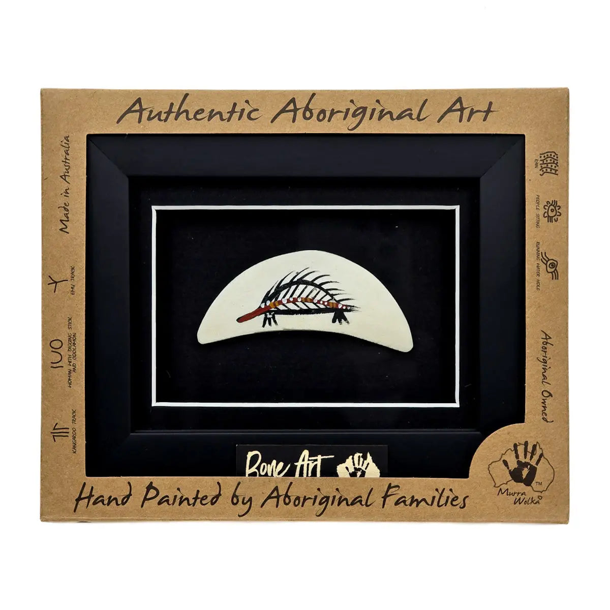 Single Framed Bone Art Boomerang - Allanson Souvenirs