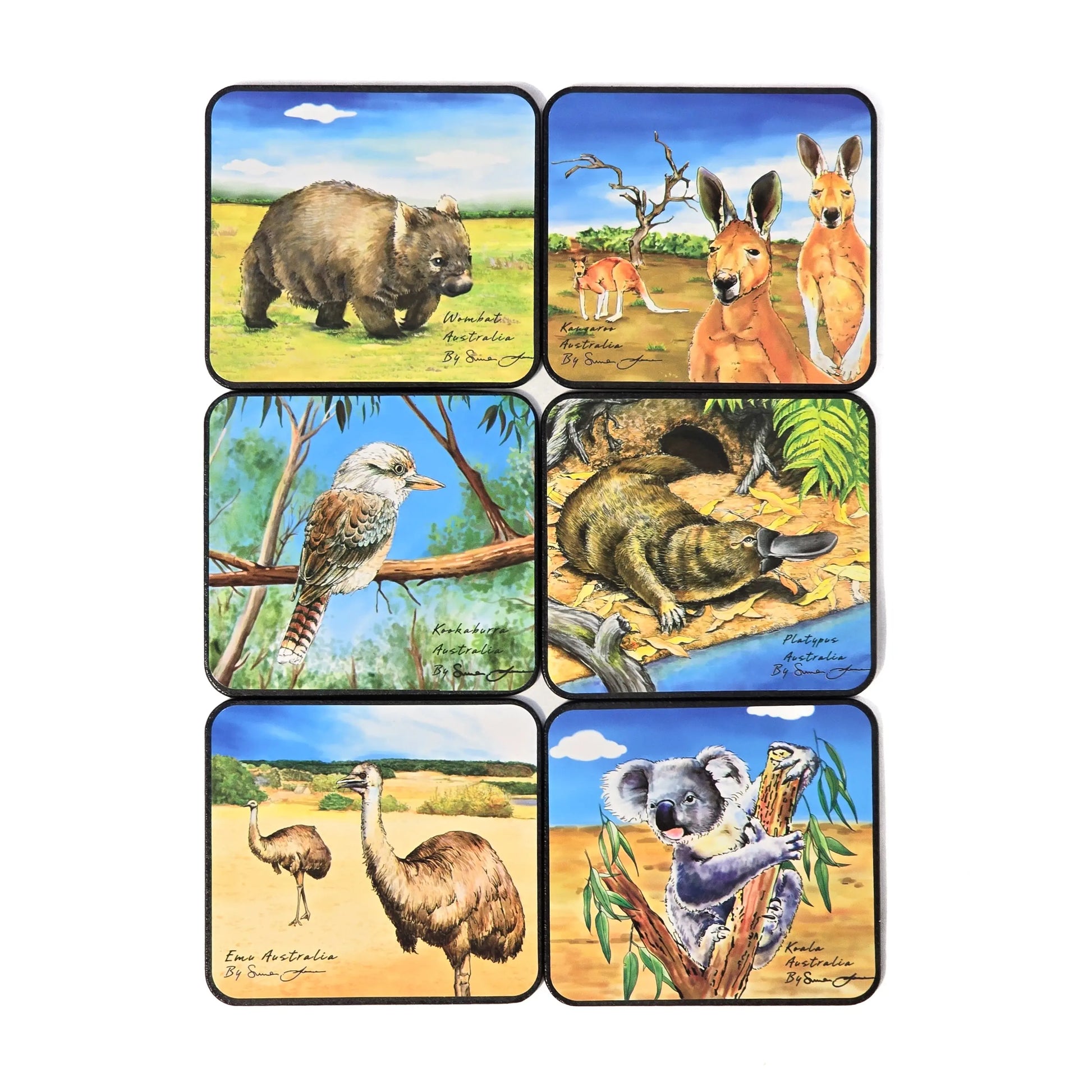 Square Artistic Animal Coasters - Allanson Souvenirs