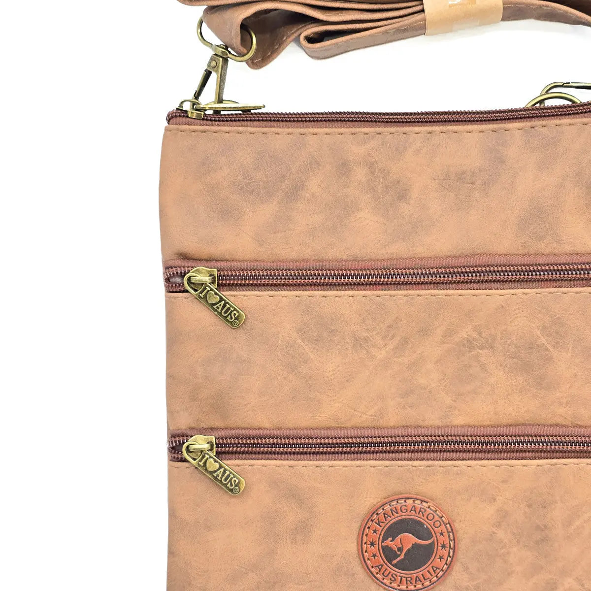 Tan Three Zip Suede Travel Bag Allanson Souvenirs