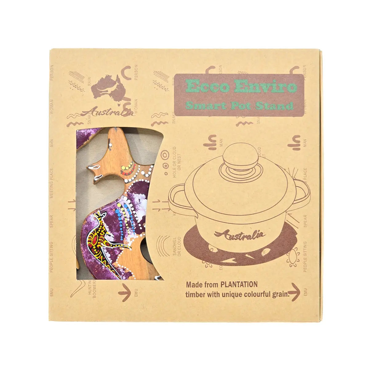 Wooden Kangaroo Hand-Painted Trivet - Allanson Souvenirs