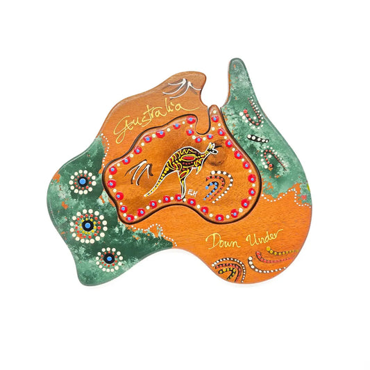 Wooden Map Shape Hand-Painted Trivet - Allanson Souvenirs