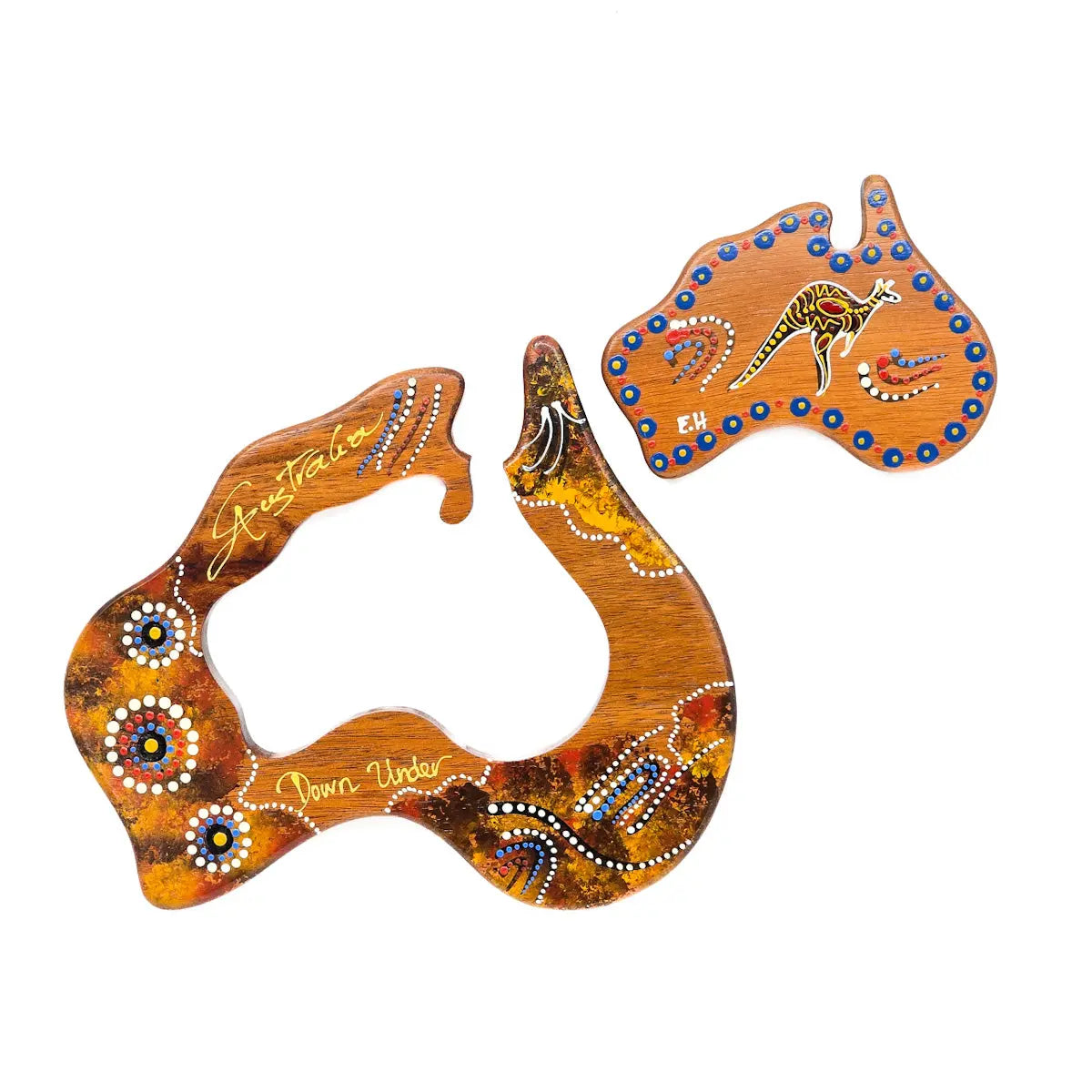 Wooden Map Shape Hand-Painted Trivet - Allanson Souvenirs