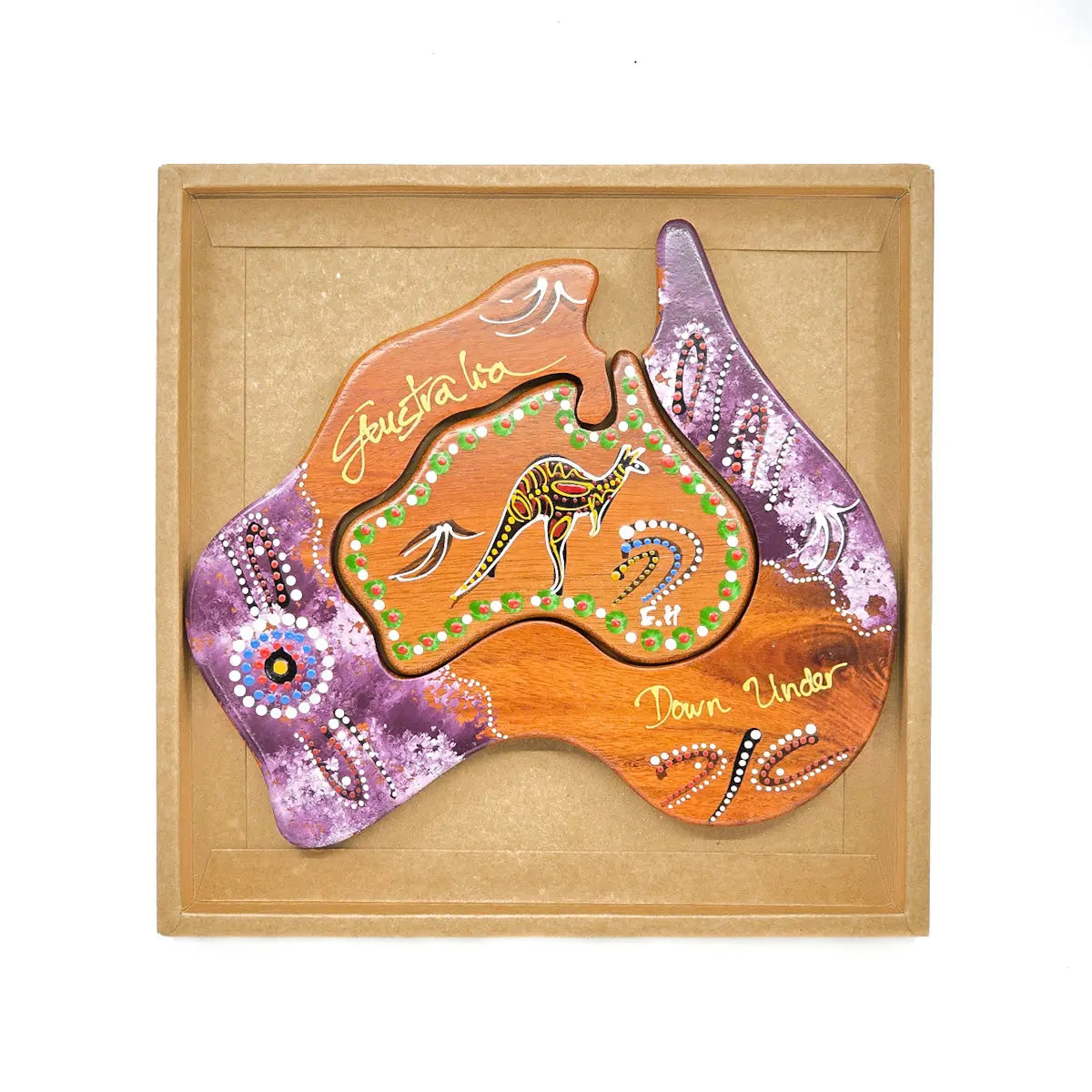 Wooden Map Shape Hand-Painted Trivet - Allanson Souvenirs