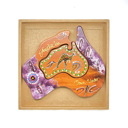 Wooden Map Shape Hand-Painted Trivet - Allanson Souvenirs