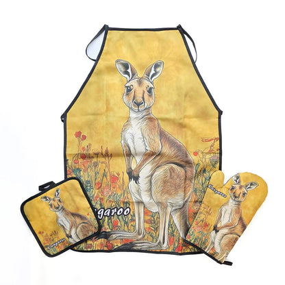 Yellow Kangaroo Apron Set - Allanson Souvenirs