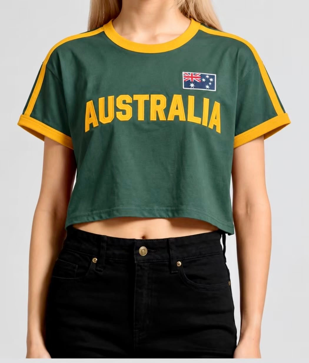 Green and Gold Kids Crop Top - Allanson Souvenirs