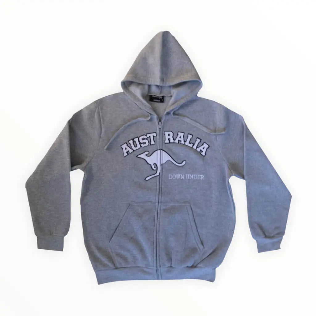 Light Grey Australian Kangaroo Hooded Jacket Allanson Souvenirs